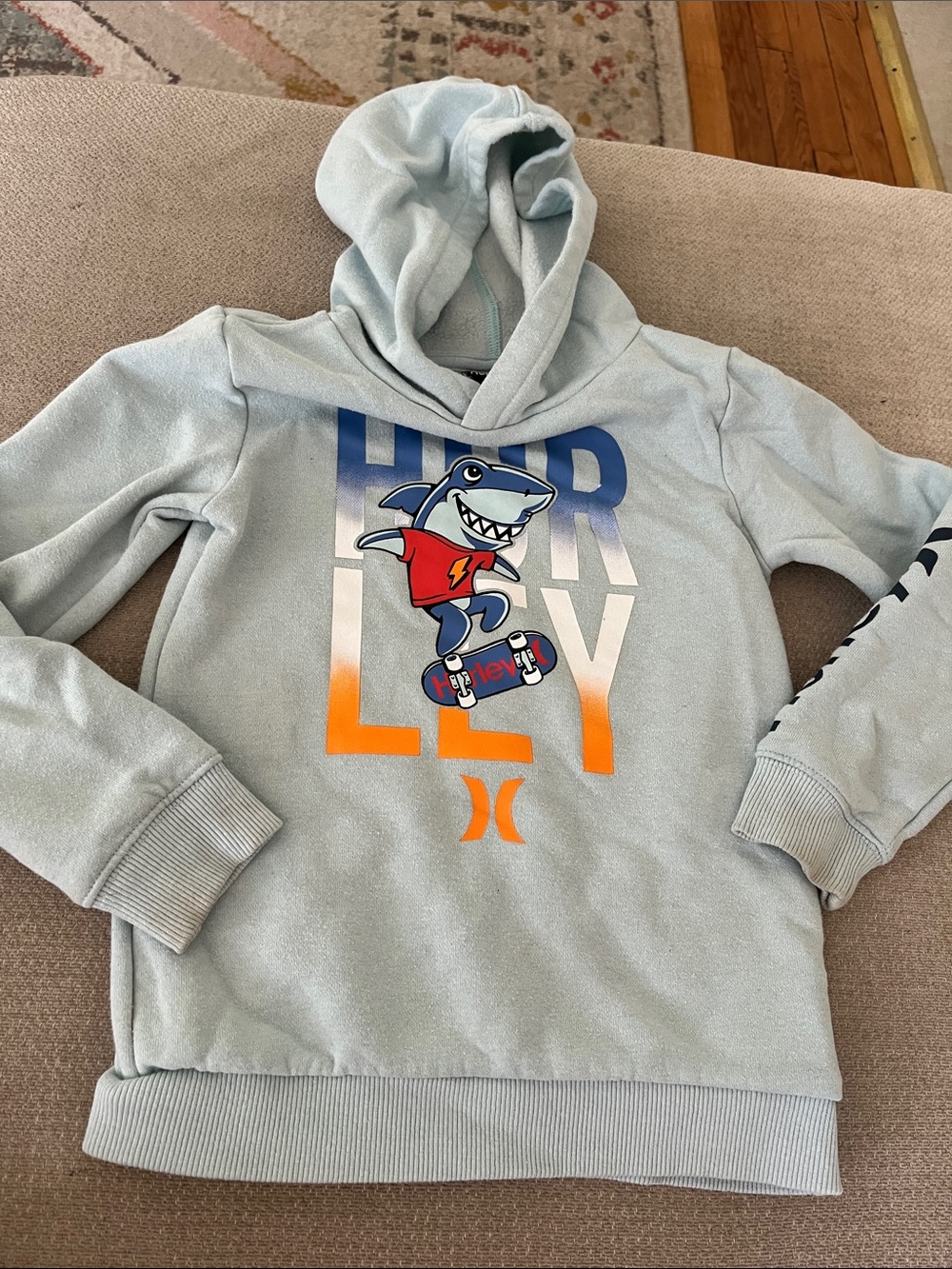 💙5 for $10💙 Hurley Kids Light Blue Shark Graphic Hoodie 4t
